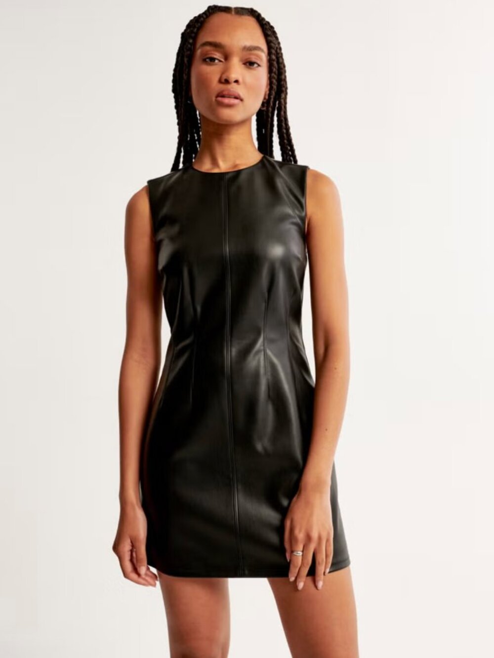 Abercrombie Shell Vegan Leather Mini Dress Black Small Going Out Night
